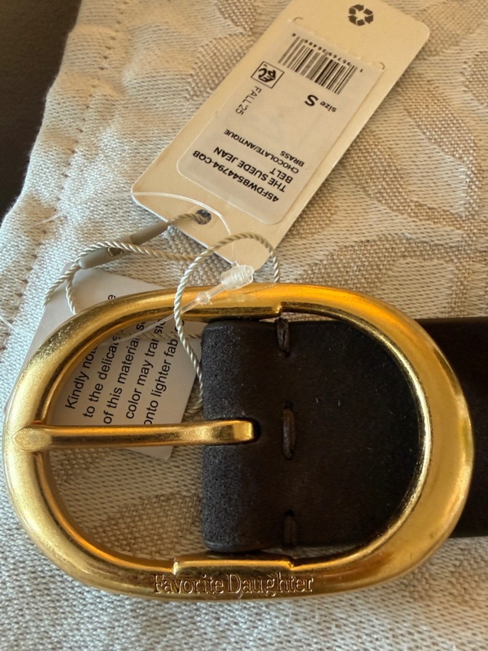 Favorite Daughter Dark Brown Suede Belt with Gold Buckle Size Small - Picture 2 of 4